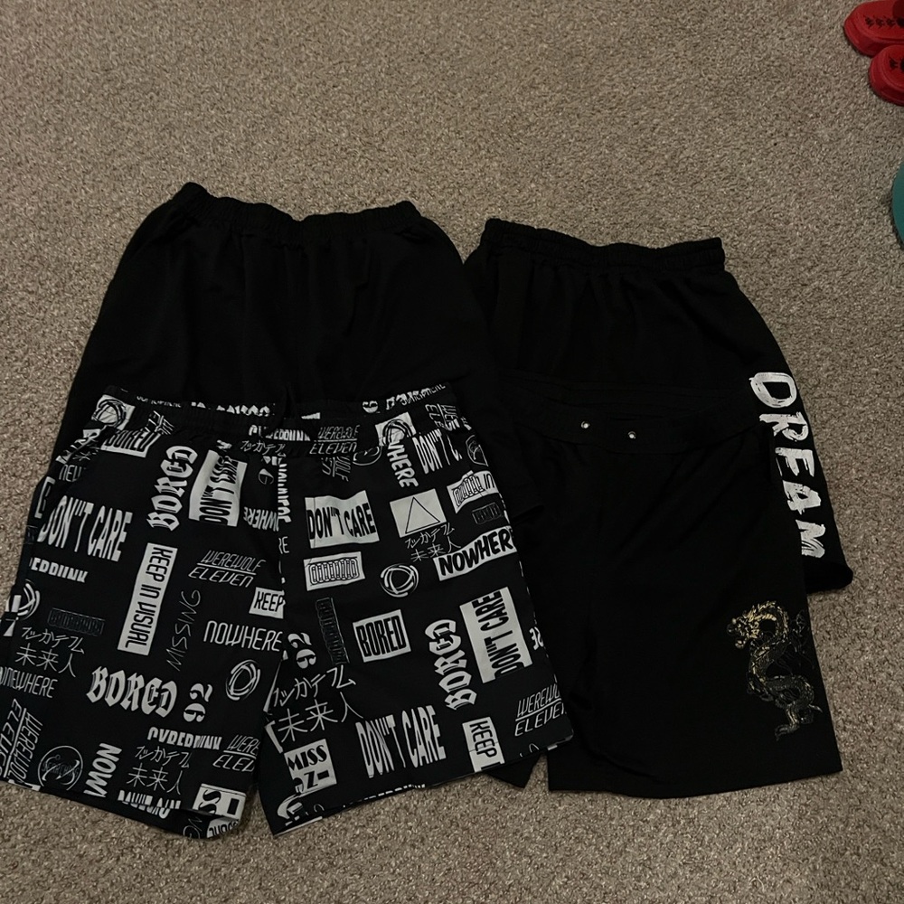 SHEIN Black and White Graphic Athletic Shorts